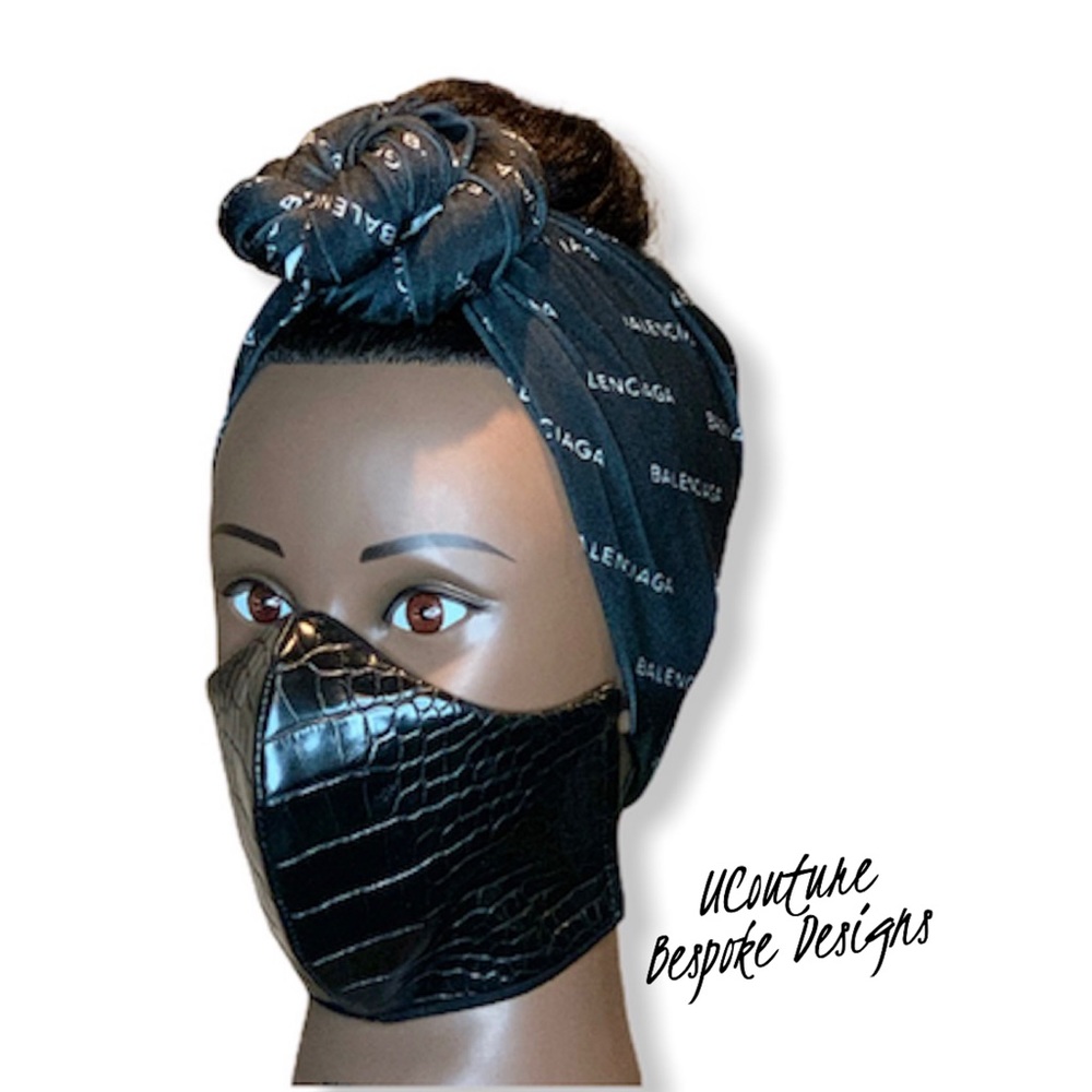 “Croc” Faux Leather and Cotton facemask